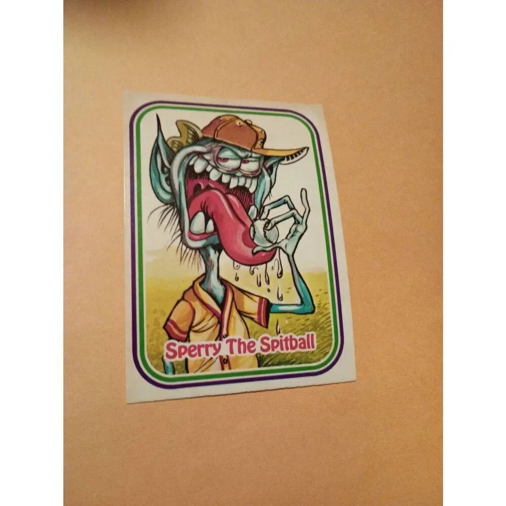 1988 Leaf Awesome All Stars Trading Card 64 Sperry The Spit Ball Baseball Parody